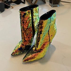 Sequin heeled booties